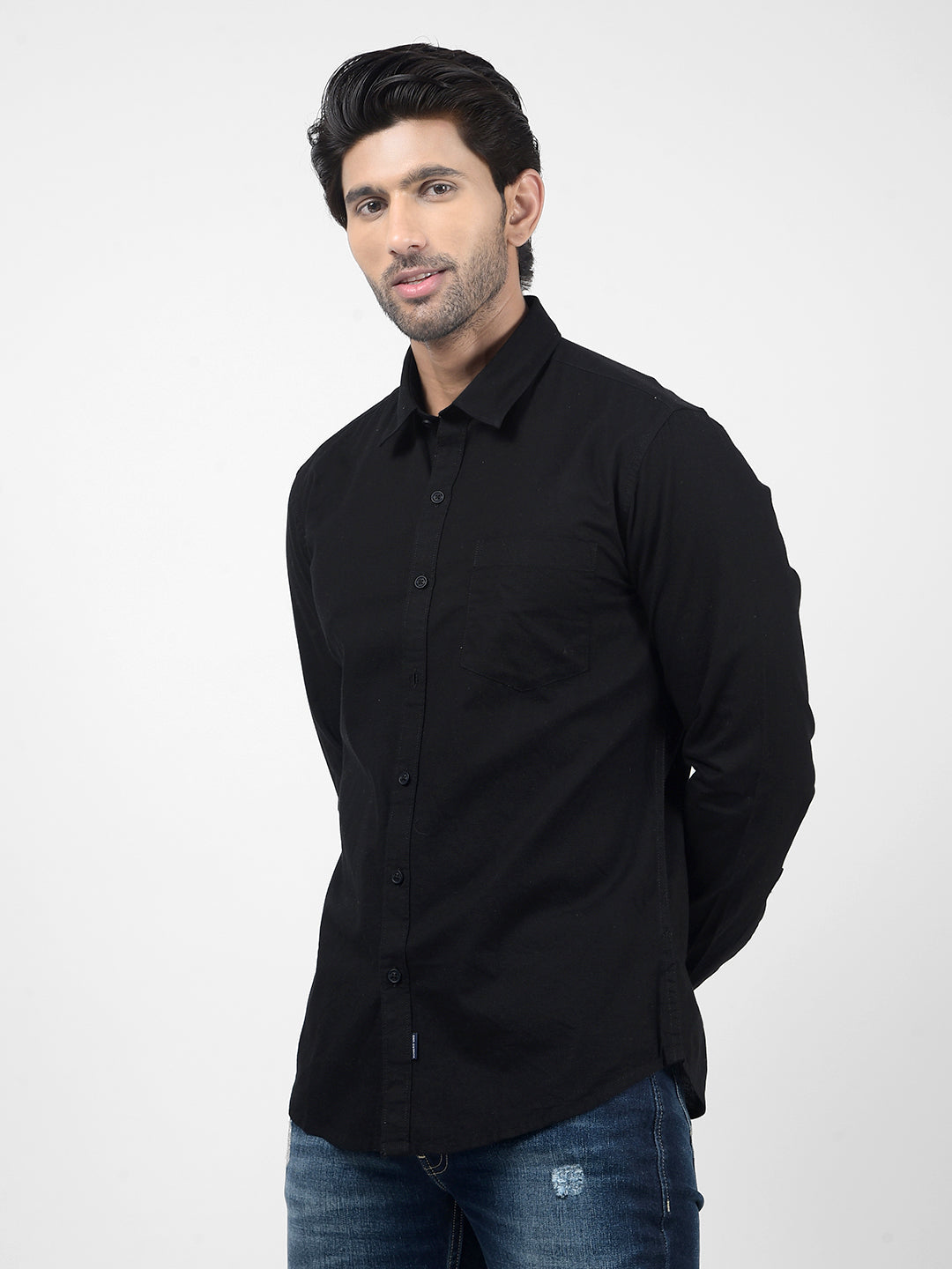 Buy Men's Solid Black Slim Fit Shirt Online
