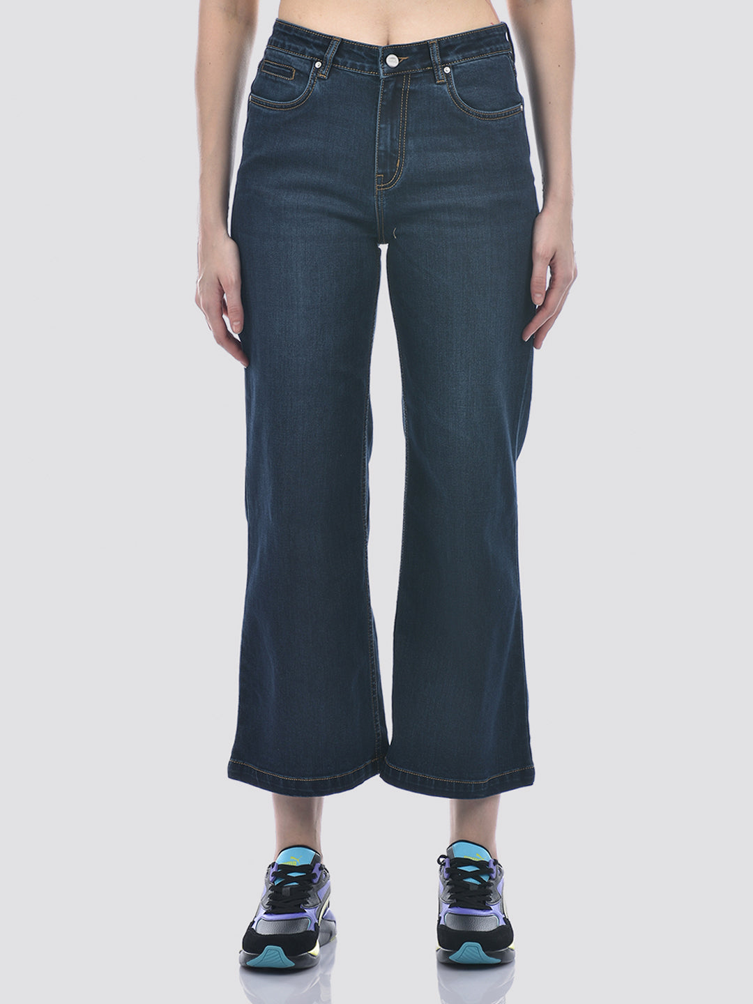 PUELLA Women High-Rise Blue Dual-Tone Wide-Leg Jeans main image 1