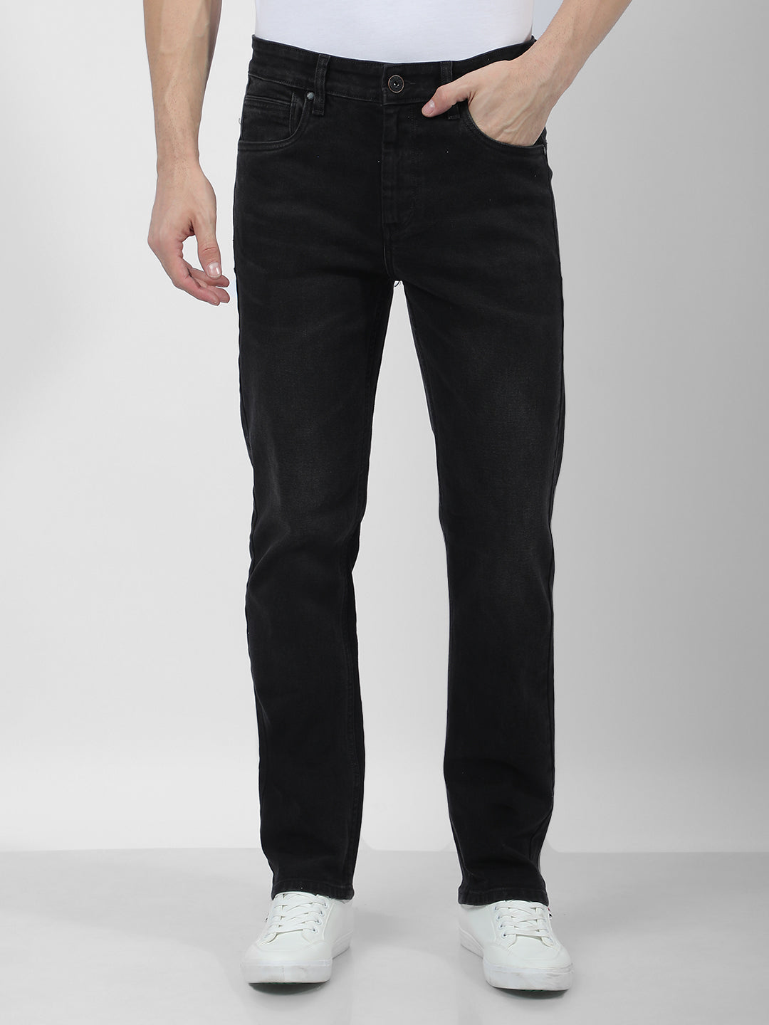 Black Mid Rise Slim Fit Jeans
