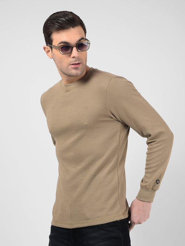 Men's Brown Crew Neck Regular Fit T-Shirt