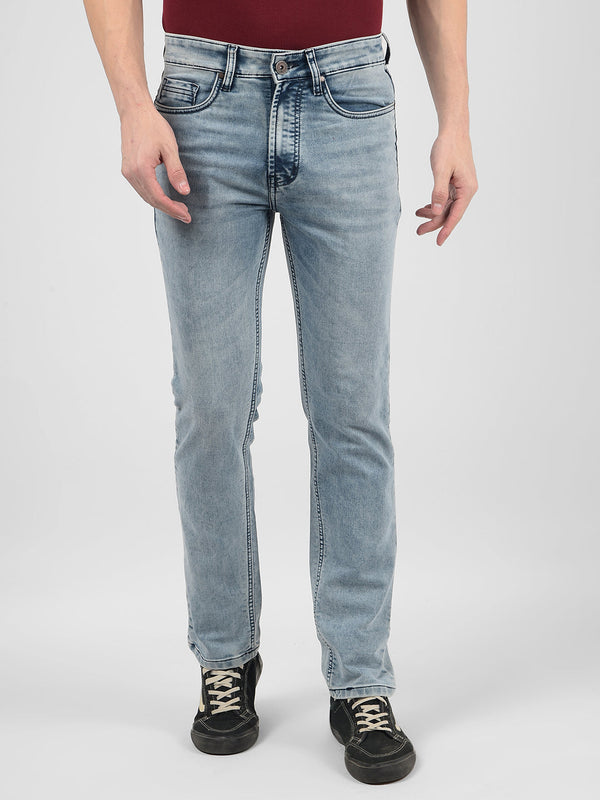 Men's blue mid-rise straight-fit sustainable jeans