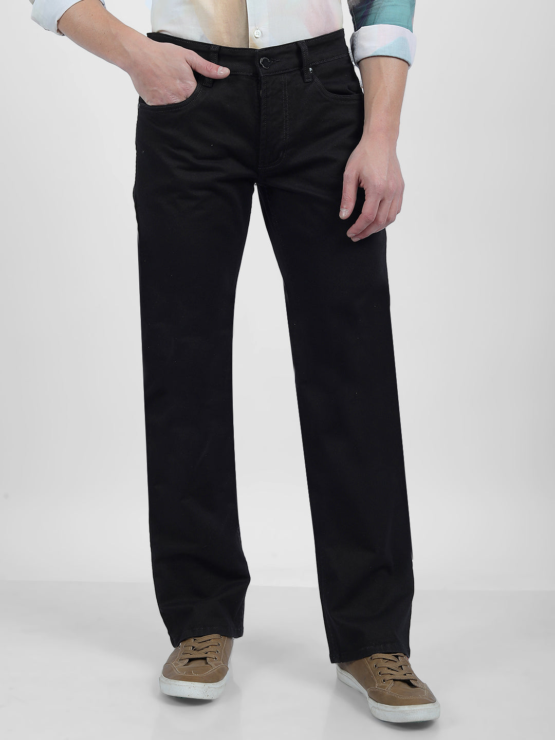 Buy Men's Black Mid Rise Bootcut Fit Sustainable Jeans Online