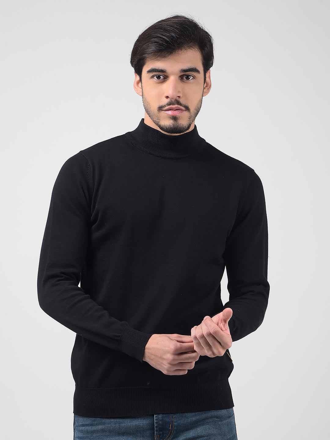 Buy Men's Black Turtle Neck Sweater Online | Numero Uno