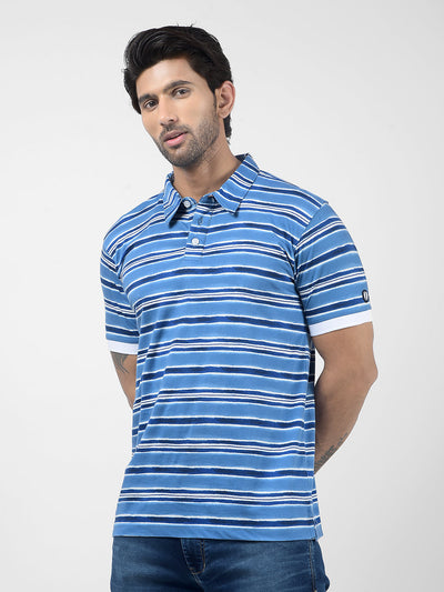 Men's Solid Blue Regular Fit T-shirt