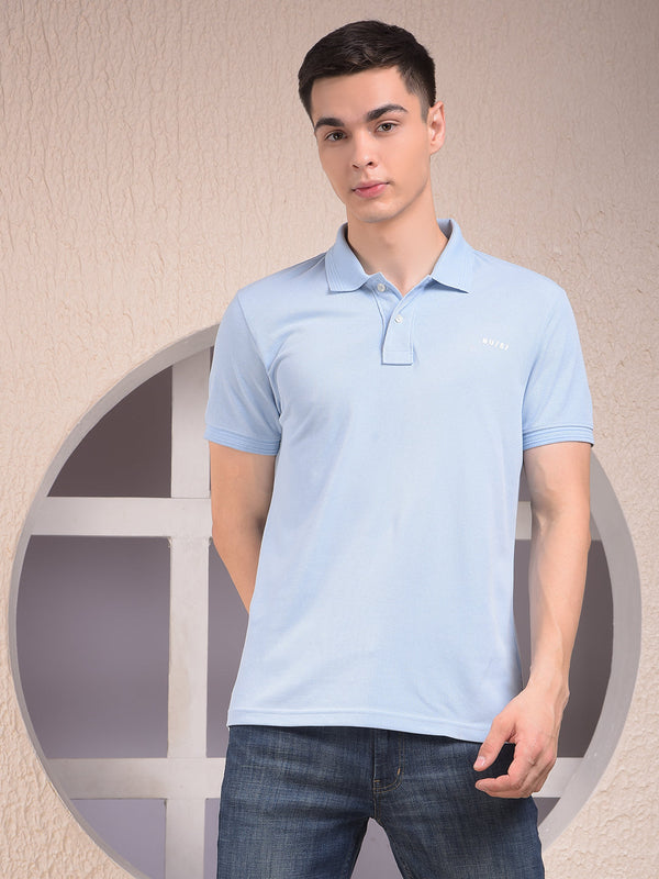 Men's Blue Polo Neck Regular T-shirt