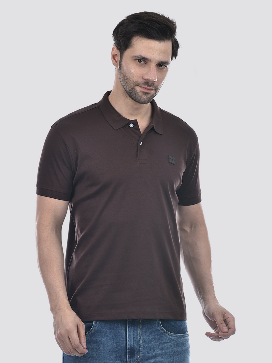 10203 Brown Polo Neck T-Shirt
