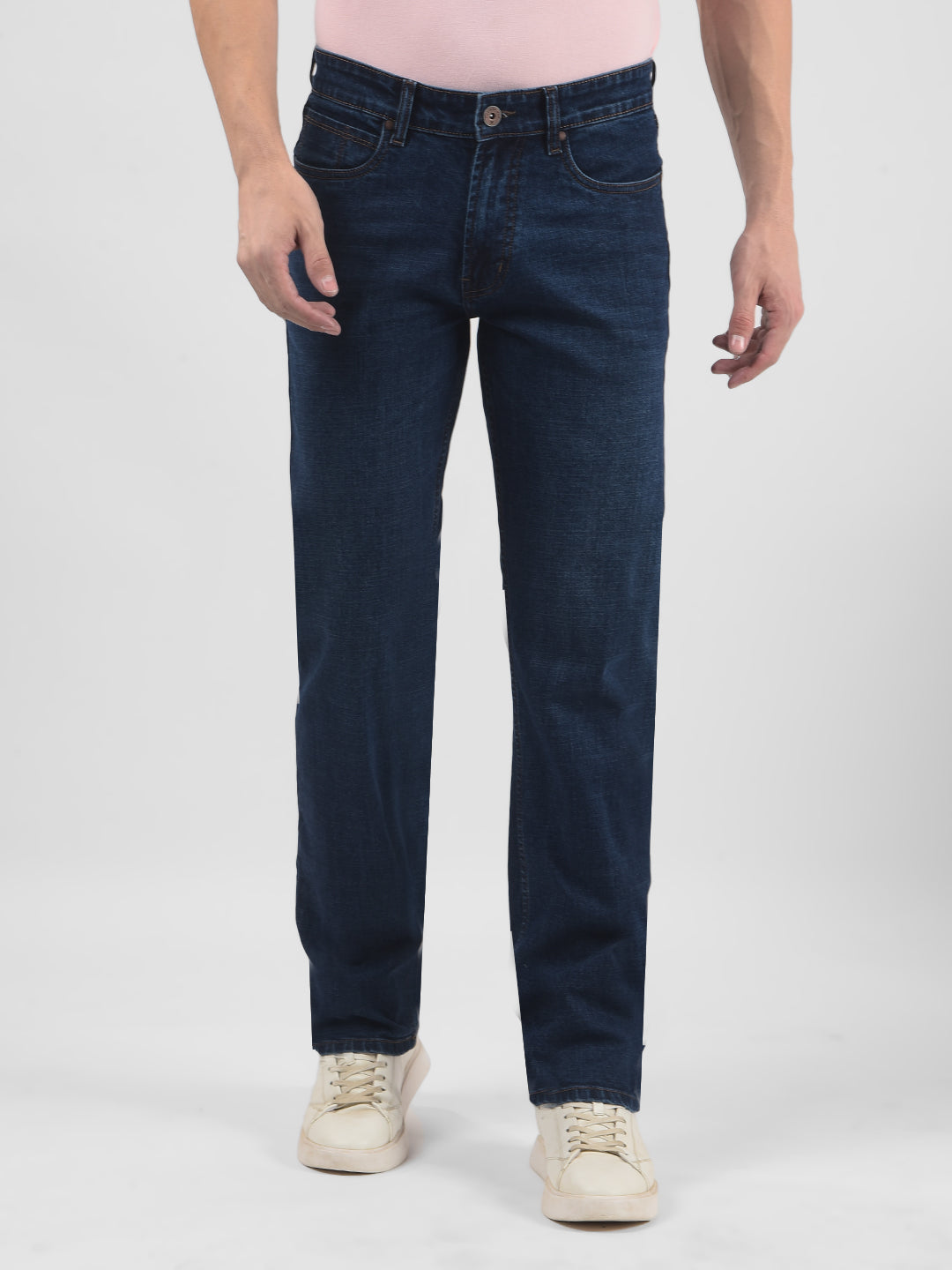 Buy Men's Blue Mid Rise Regular Fit Sustainable Jeans Online | Numero Uno
