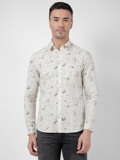 Men's Printed Mint Slim Fit Shirt