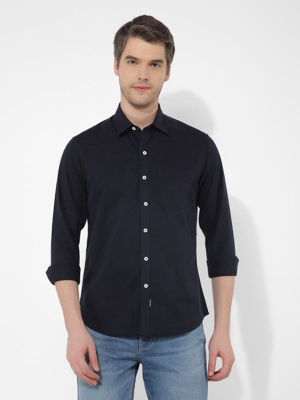 Men's Solid Blue Slim Fit Shirt