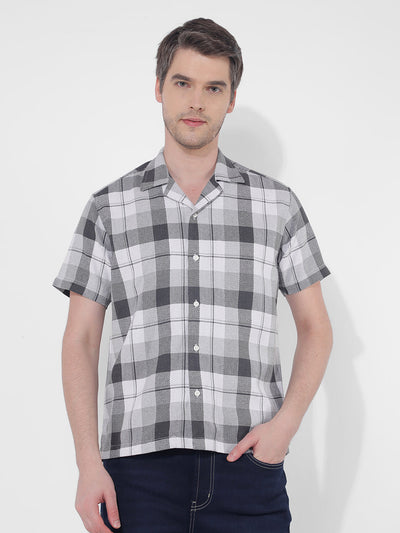 Men's Checks Grey Resort Fit Shirt