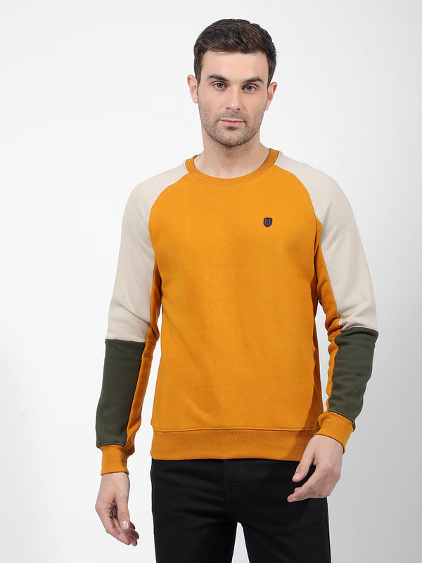 Men's Orange Crew Neck Regular Fit Sweatshirt