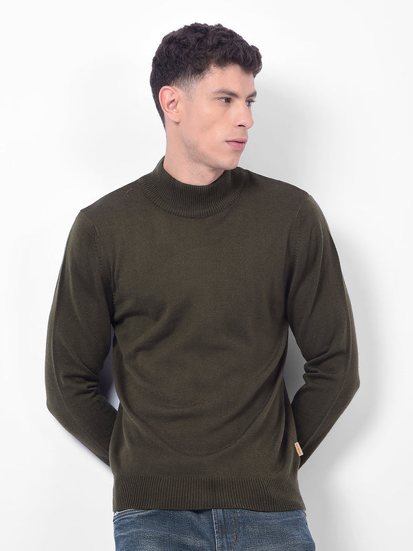 
Men's Olive Green High-Neck Sweater