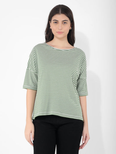 Women's Striper Crew Neck Oversized T-Shirt