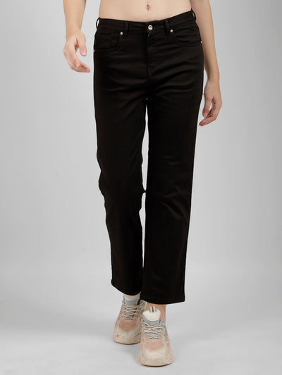 Women's Blue High Rise Straight Fit Jeans