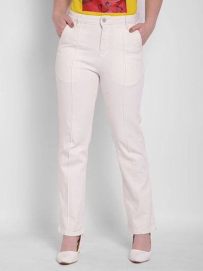 Women's White High Rise Straight Fit Sustainable Jeans