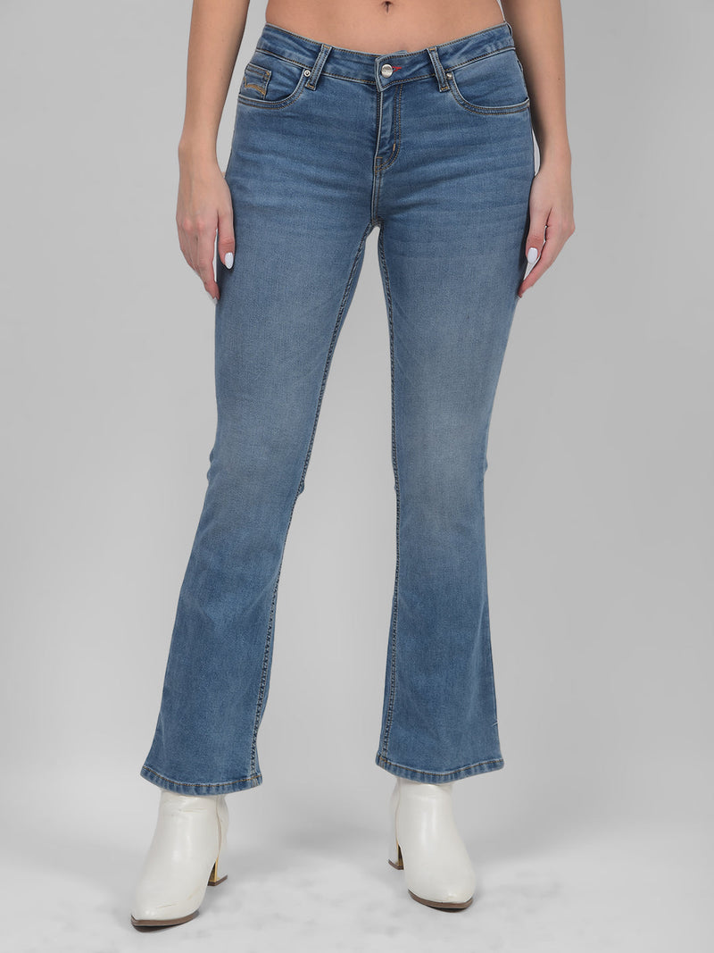 Women's Fade Blue Mid Rise Bootcut Fit Sustainable Jeans