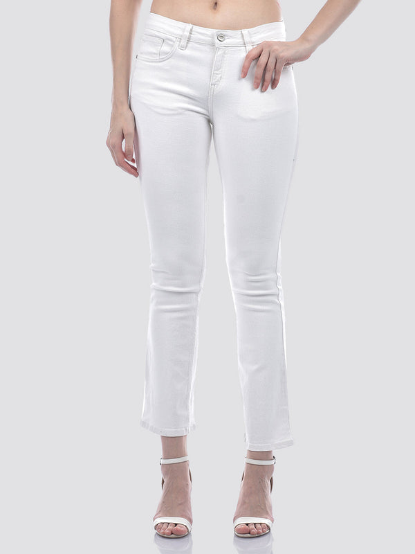 Women's White Mid Rise Bootcut Fit Sustainable Jeans