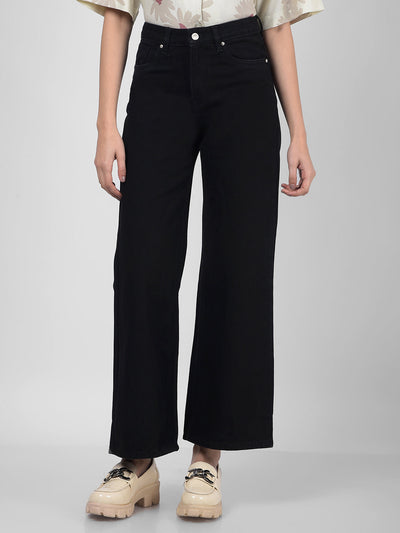 Women's Black High Rise Wideleg Fit Sustainable Jeans