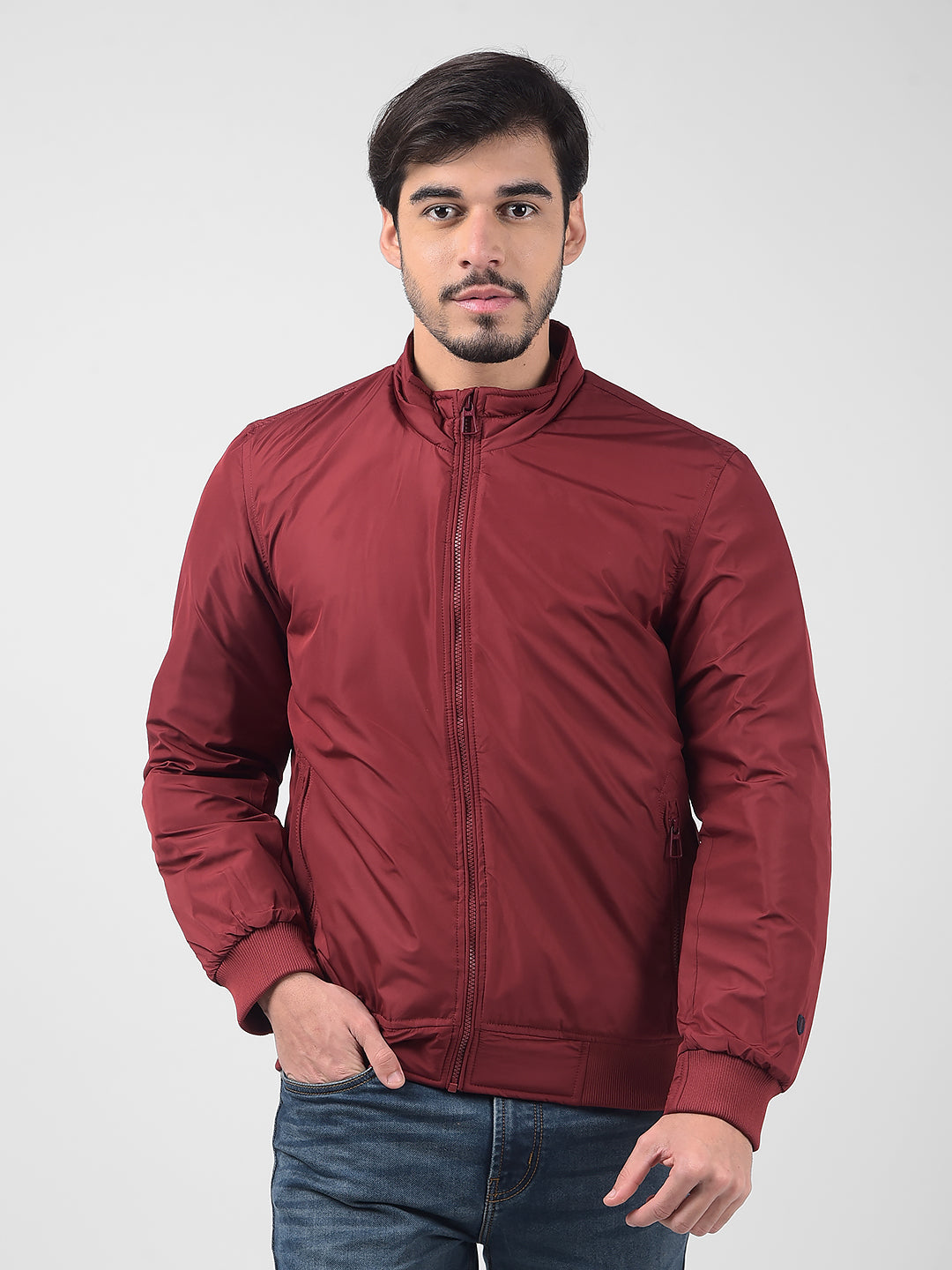 Buy Men's Solid Red Regular Fit Jacket Online | Numero Uno