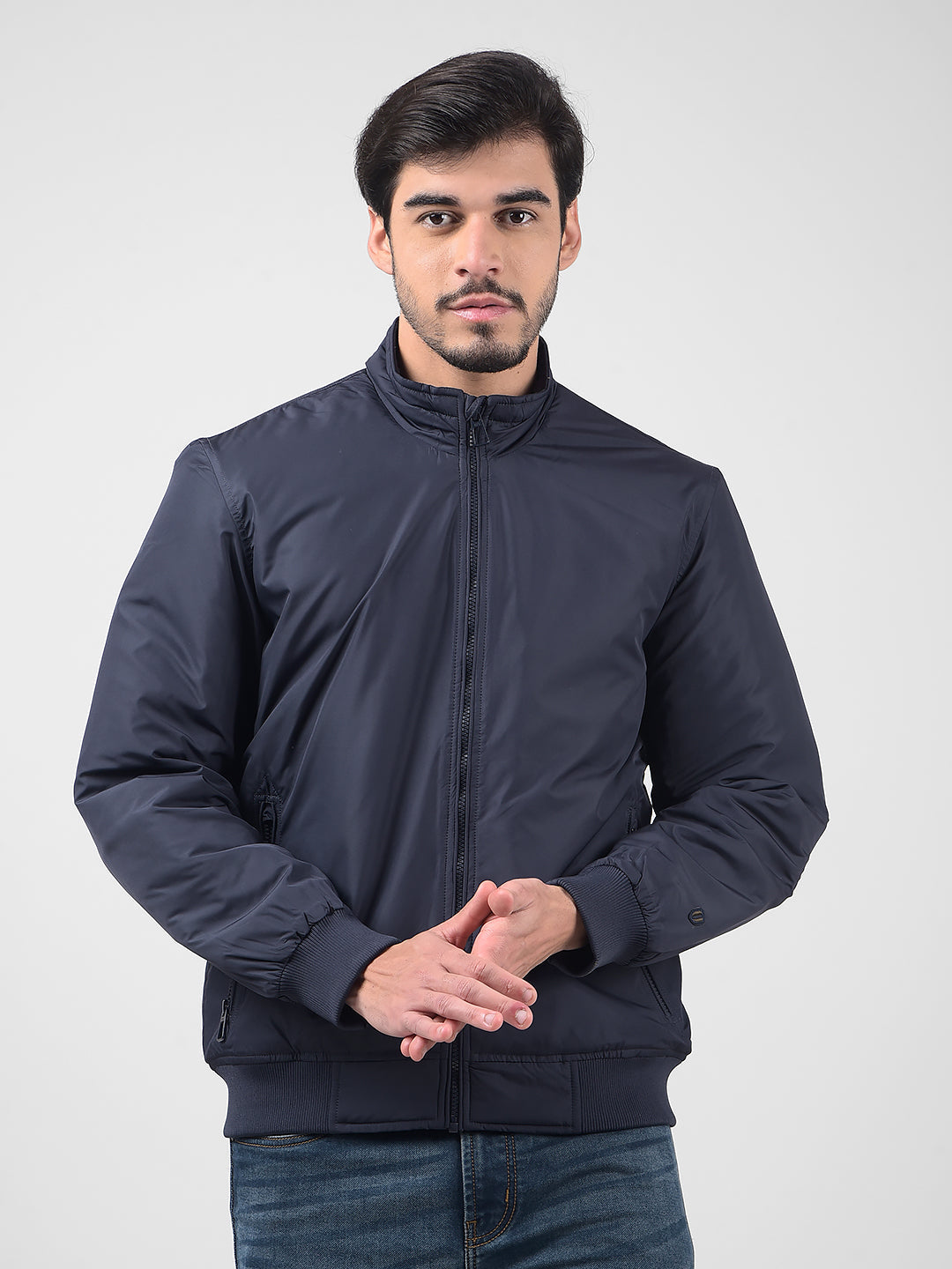 Buy Men's Solid Blue Regular Fit Jacket Online | Numero Uno