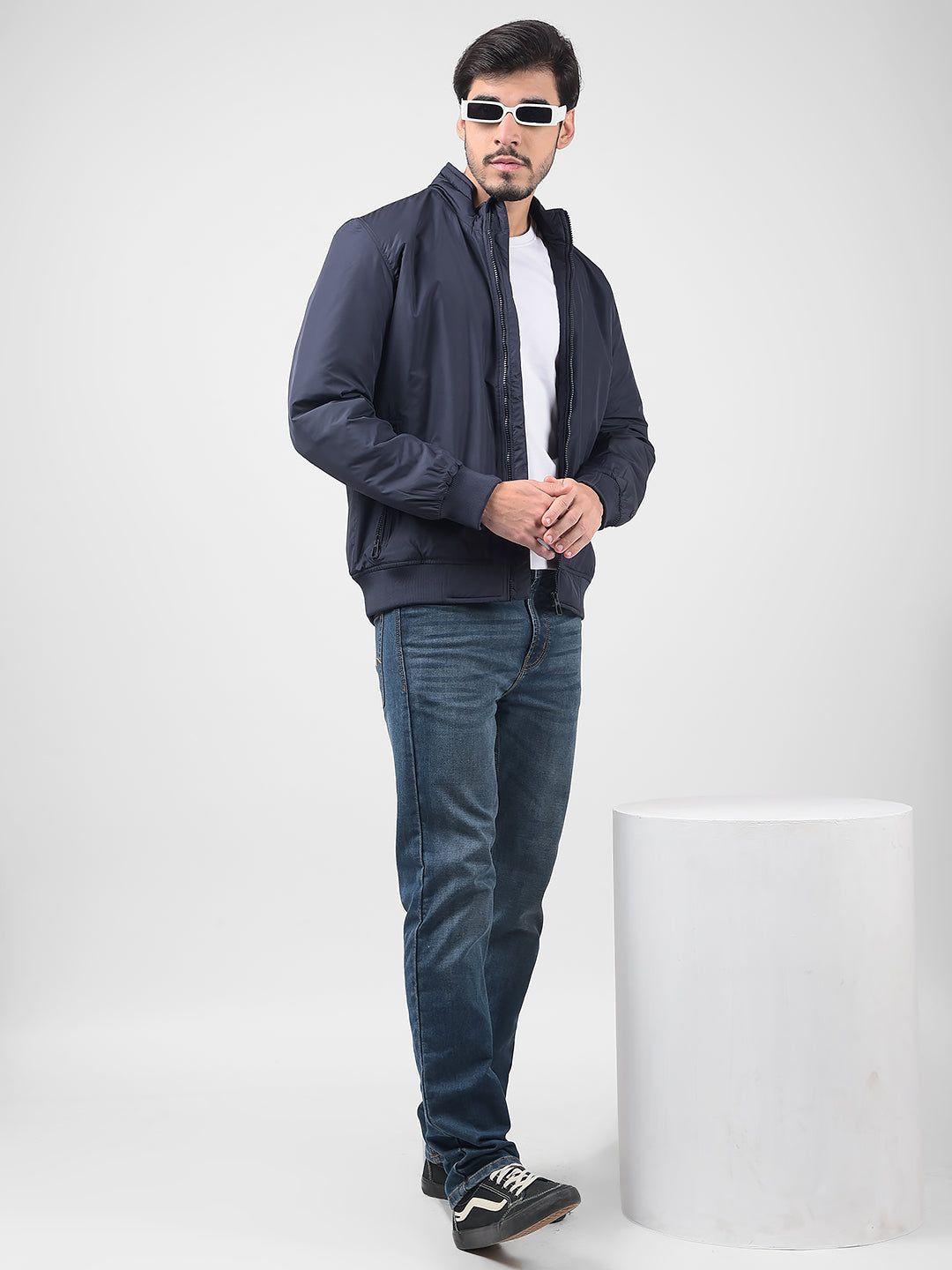 Buy Men's Solid Blue Regular Fit Jacket Online | Numero Uno