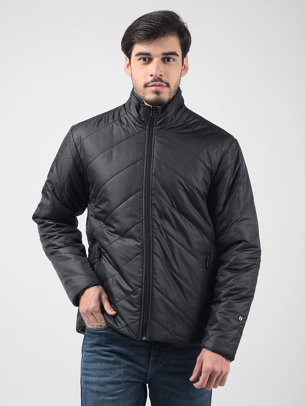 Men's Solid Black/Green Reversible Regular Fit Jacket