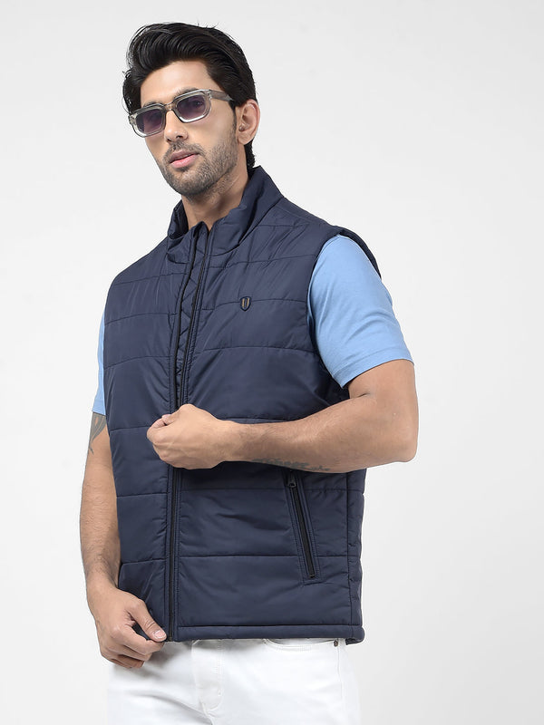 Men's Solid Blue Regular Fit Jacket