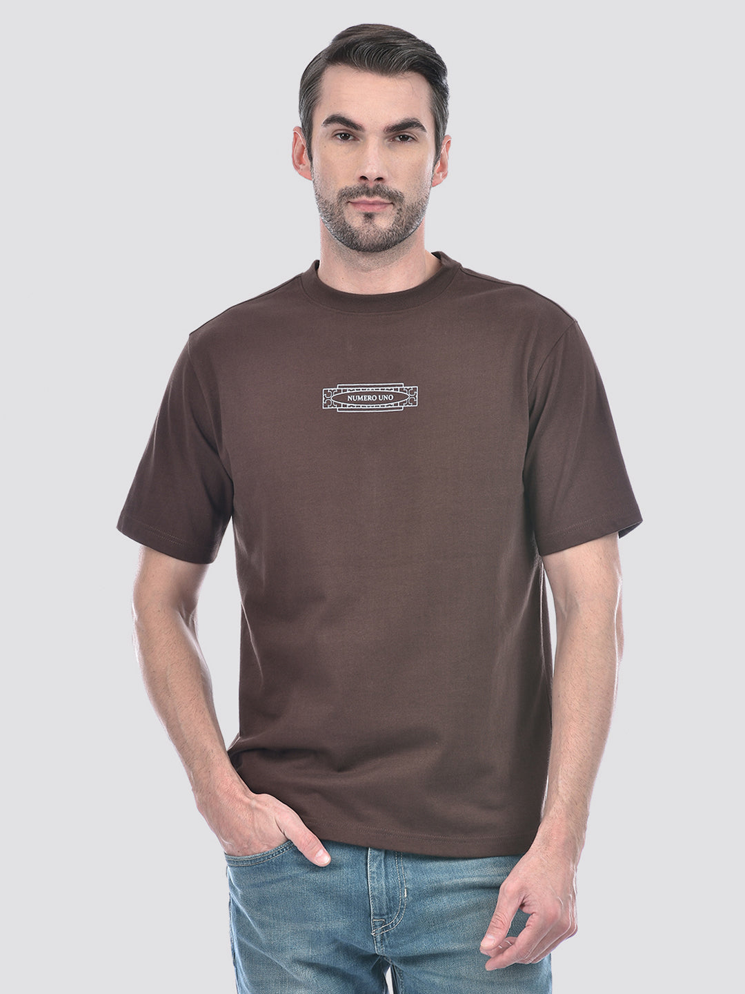 Men Oversized Brown T-Shirt main image 1