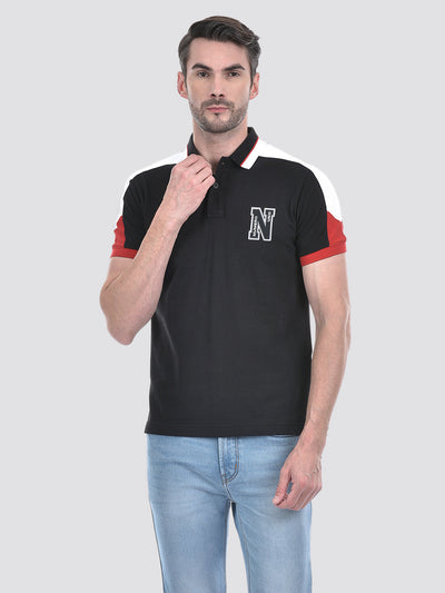 Men's Black Colorblock Polo Neck Regular Fit T-Shirt
T-shirts