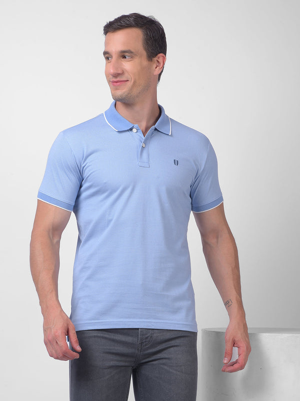 Men's light blue polo neck T-shirt by Numero Uno