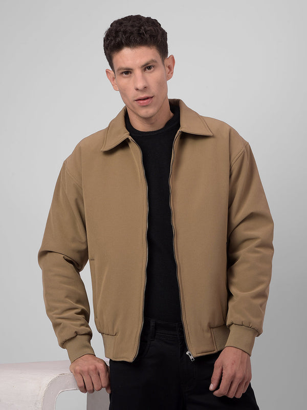 Men's Beige Quilted Regular Fit Jacket