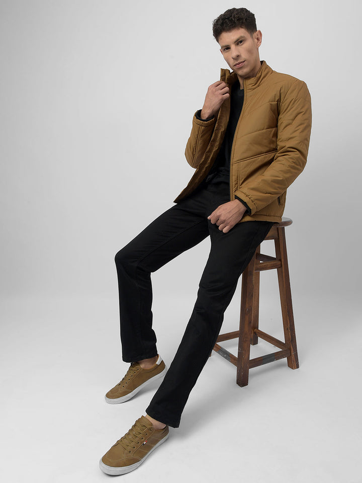Buy Men's Brown Regular Fit Quilted Jacket Online | Numero Uno
