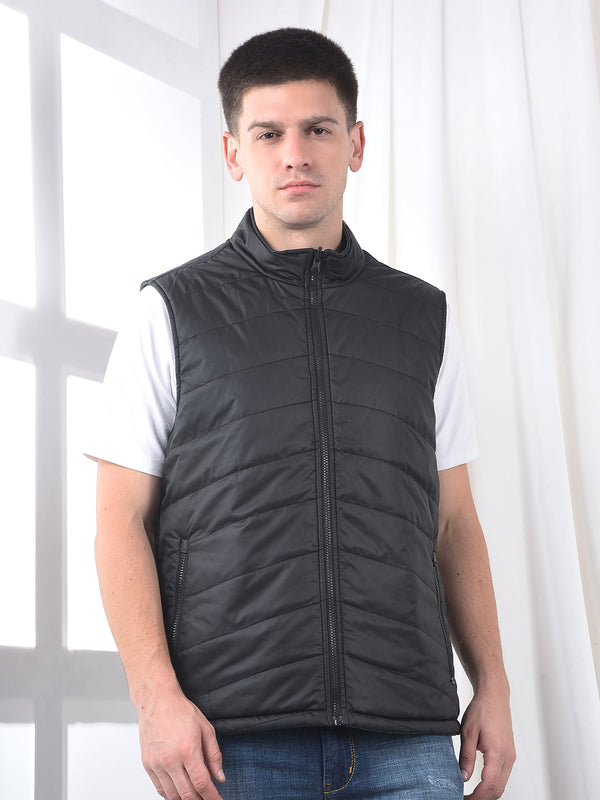 Men's Reversible Solid Black&Green Regular Fit Jacket