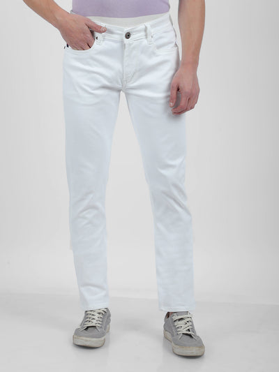 Men's White Low Rise Skinny Fit Sustainable Jeans