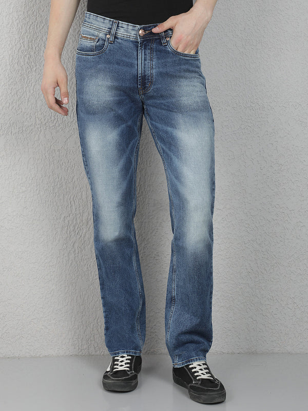 Men's mid-rise regular-fit sustainable blue jeans