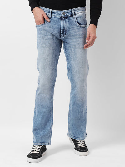 Men's Sustainable Blue Mid Rise Bootcut Fit Jeans