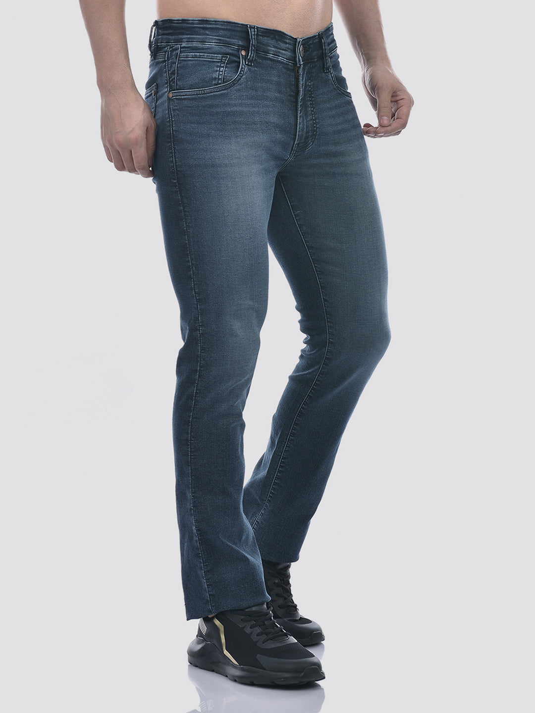 Men's Blue Mid-Rise Bootcut Fit Sustainable Jeans - Dark Blue