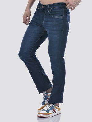Men's Dark Blue Mid-Rise Bootcut Fit Sustainable Jeans