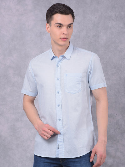 Men's Solid Light Blue Regular Fit Shirt