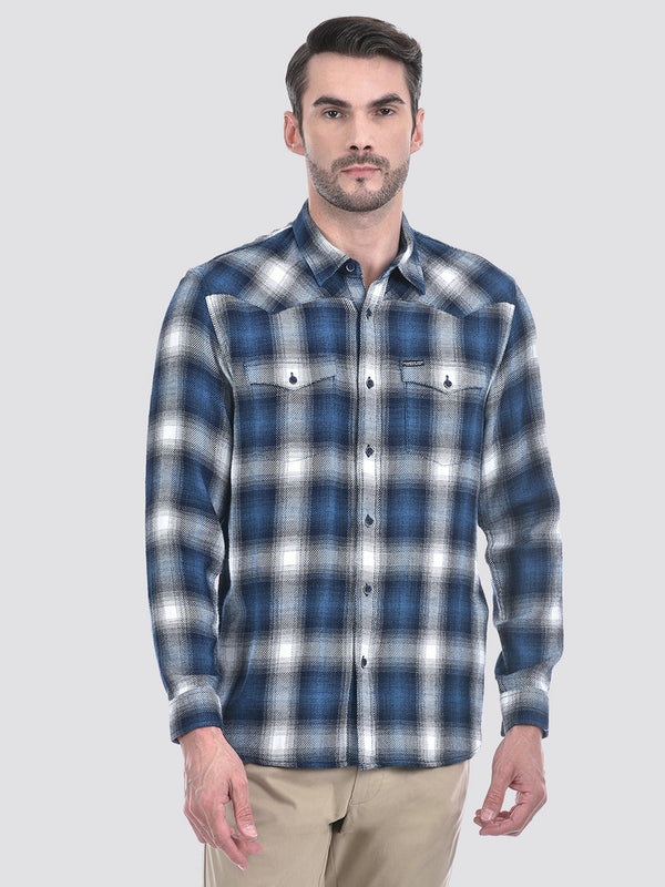 Men's Yarn Dyed Twill Check Full Sleeve Shirt