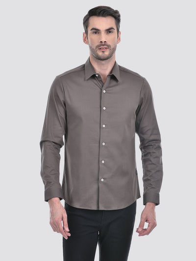 Men's Solid Taupe Slim Fit Shirt