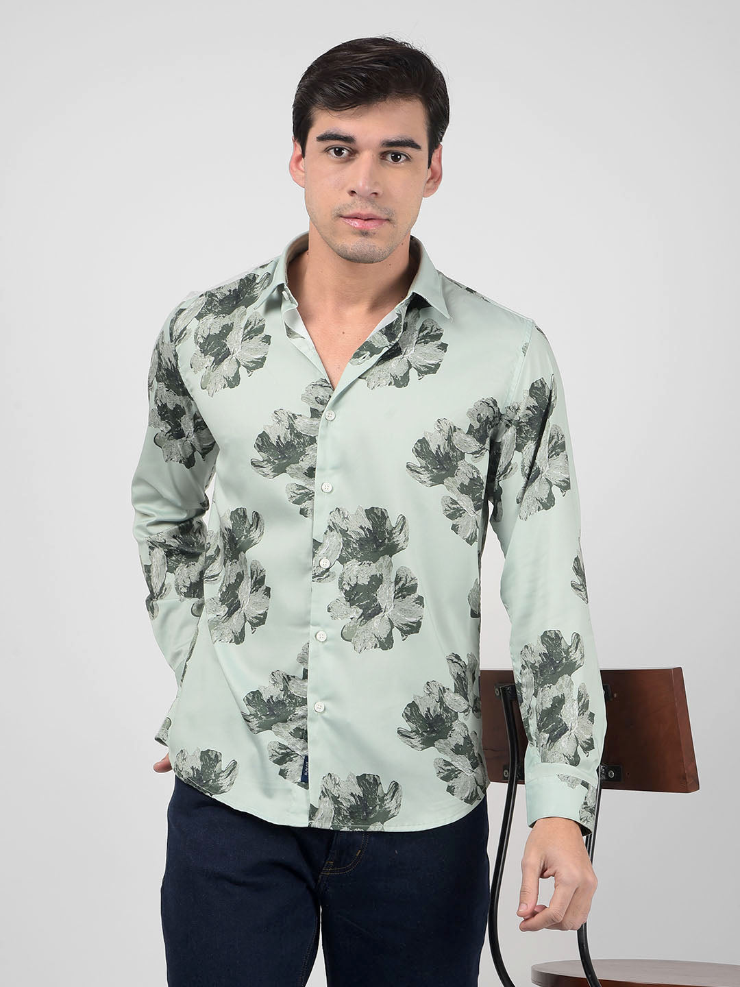 Green Floral Print Shirt