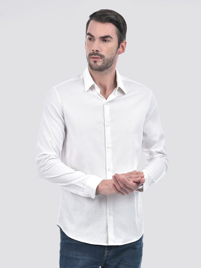 Men's Solid White Slim Fit Shirt