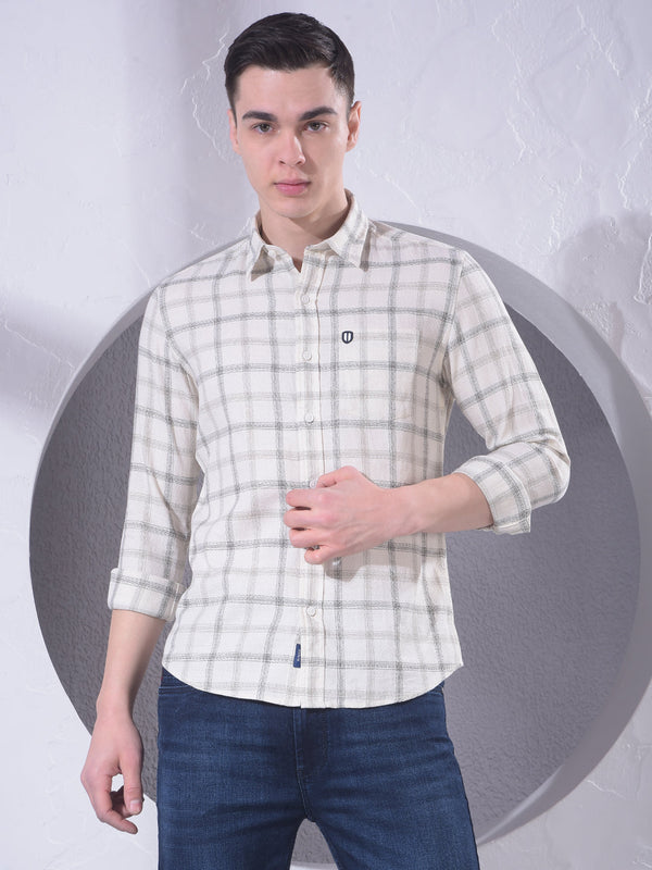 Men's Checks White Slim Fit Shirt