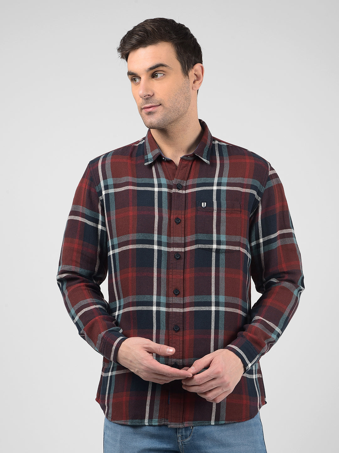 Buy Men's Checks Red Regular Fit Shirt Online | Numero Uno