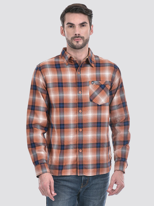 Men's Yarn Dyed Twill Check Full Sleeve Shirt