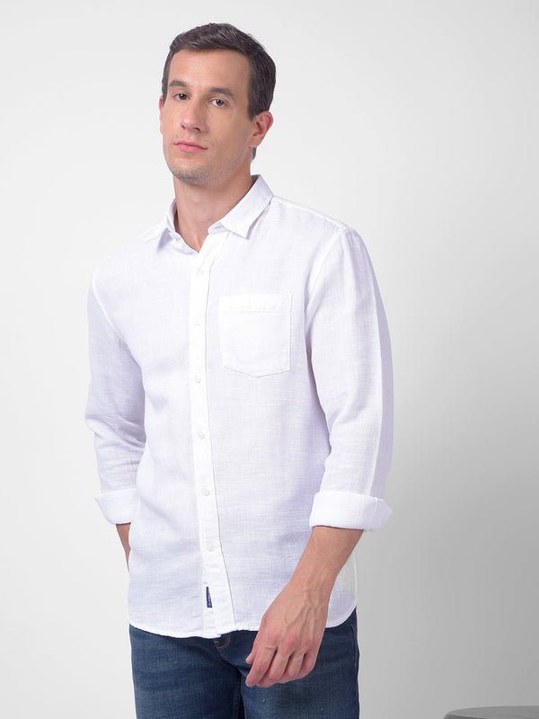 Men's white regular fit shirt by Numero Uno