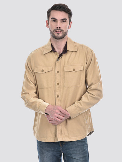 Men's Solid Brown Oversized Fit Shirt
