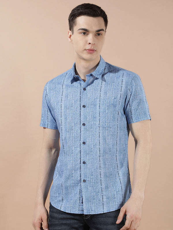 Men's Printed Cotton Slim Fit Shirt