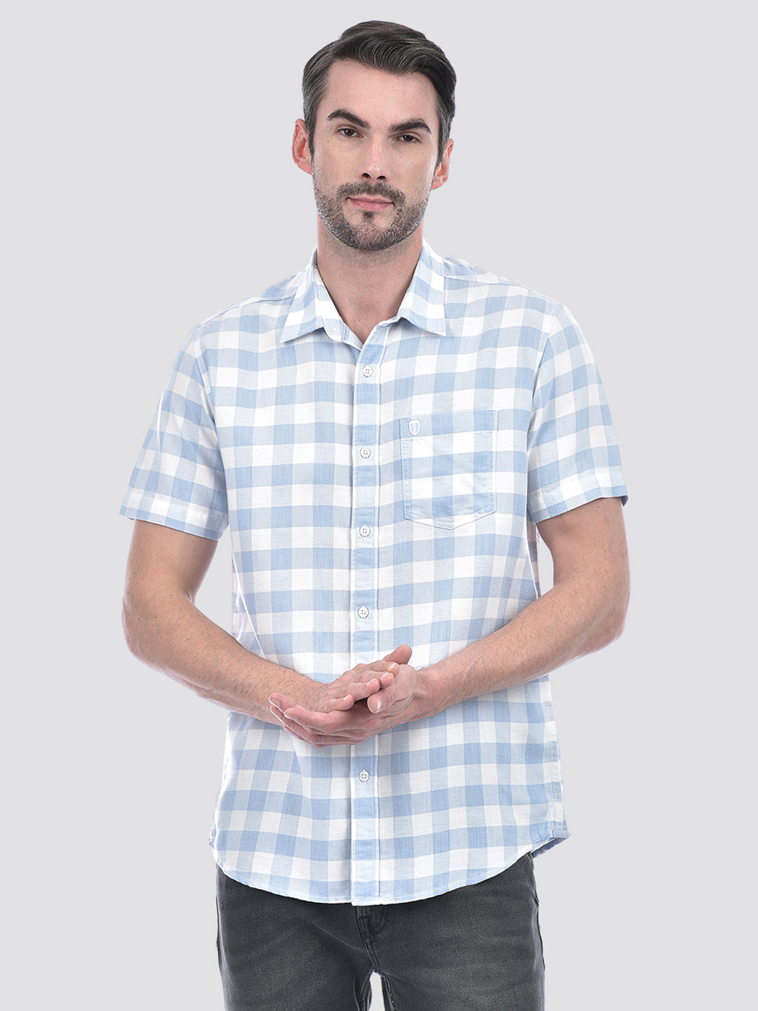 Buy Men's Checks Blue Regular Fit Shirt Online | Numero Uno